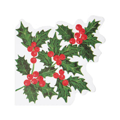 Holly Shaped Paper Napkins - 20 Pack | Christmas Napkins |