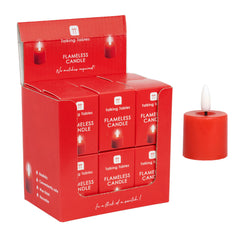 Flameless LED Tealight Candle - Red - 12 Unit Display | Home Decor |