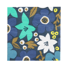 Blue Floral Paper Napkins - 20 Pack | Party Napkins |