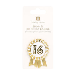 Gold Enamel Birthday Pin Badge - 16 | Birthday Gifts |