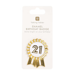 Gold Enamel Milestone Birthday Pin Badges