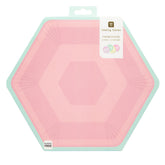 Large Hexagonal Pastel Paper Plates - 8 Pack | Birthday Party|