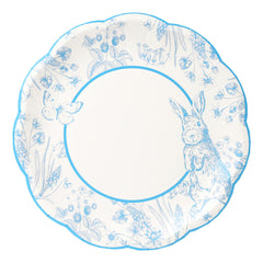 Blue & White Scalloped Spring Bunny Paper Plates - 10 Pack | Easter |