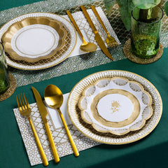 Gold & White Paper Napkins - 20 Pack | Party Napkins |