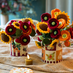 Handmade Red Poppy Crochet Sprigs Bundle - 18cm | Home Decor |