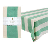 Green Stripe Cotton XL Tablecloth - 160cm x 250cm | Summer Home Decor |