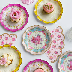 Floral Pattern Paper Plates - 24 Pack | Tea Party Decor |