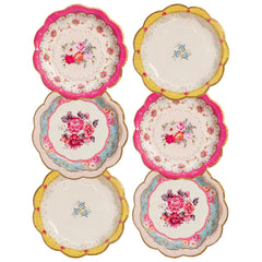 Floral Pattern Paper Plates - 24 Pack | Tea Party Decor |