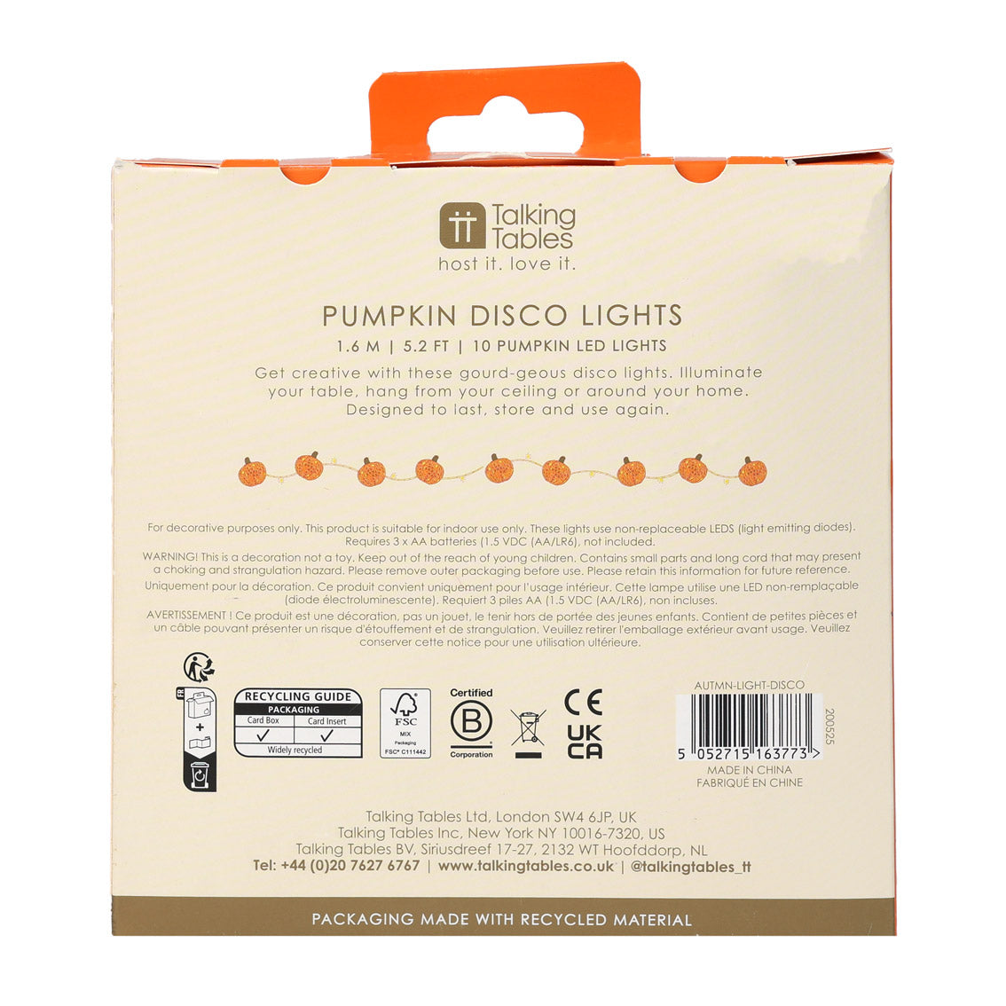 Autumn Pumpkin Disco String Lights - 1.6m