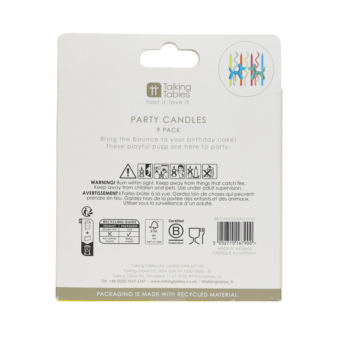 Balloon Dog Birthday Candles - 9 Pack | Cake Candles |