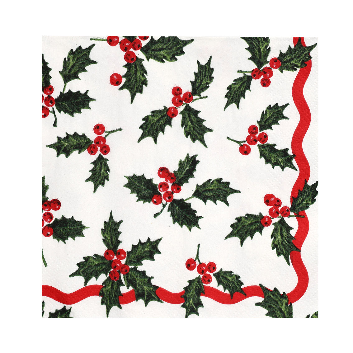 Holly White Christmas Paper Napkins - 20 Pack | Christmas Napkins |