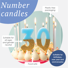 Blue Glitter Number Candle - 9