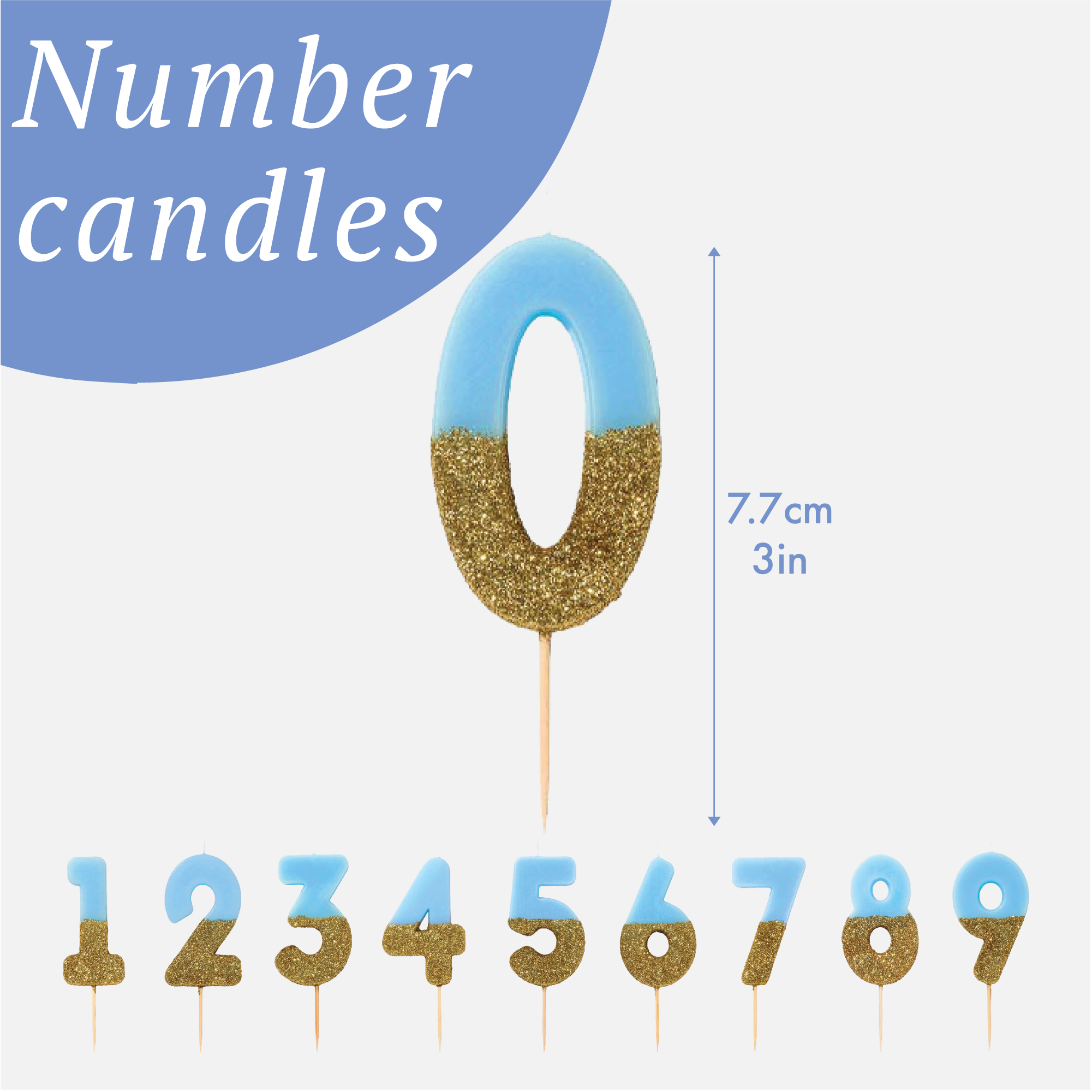 Blue Glitter Number Candle - 7