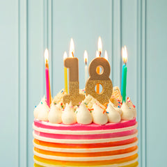 Gold Glitter Number Candles Starter Set - 0-9