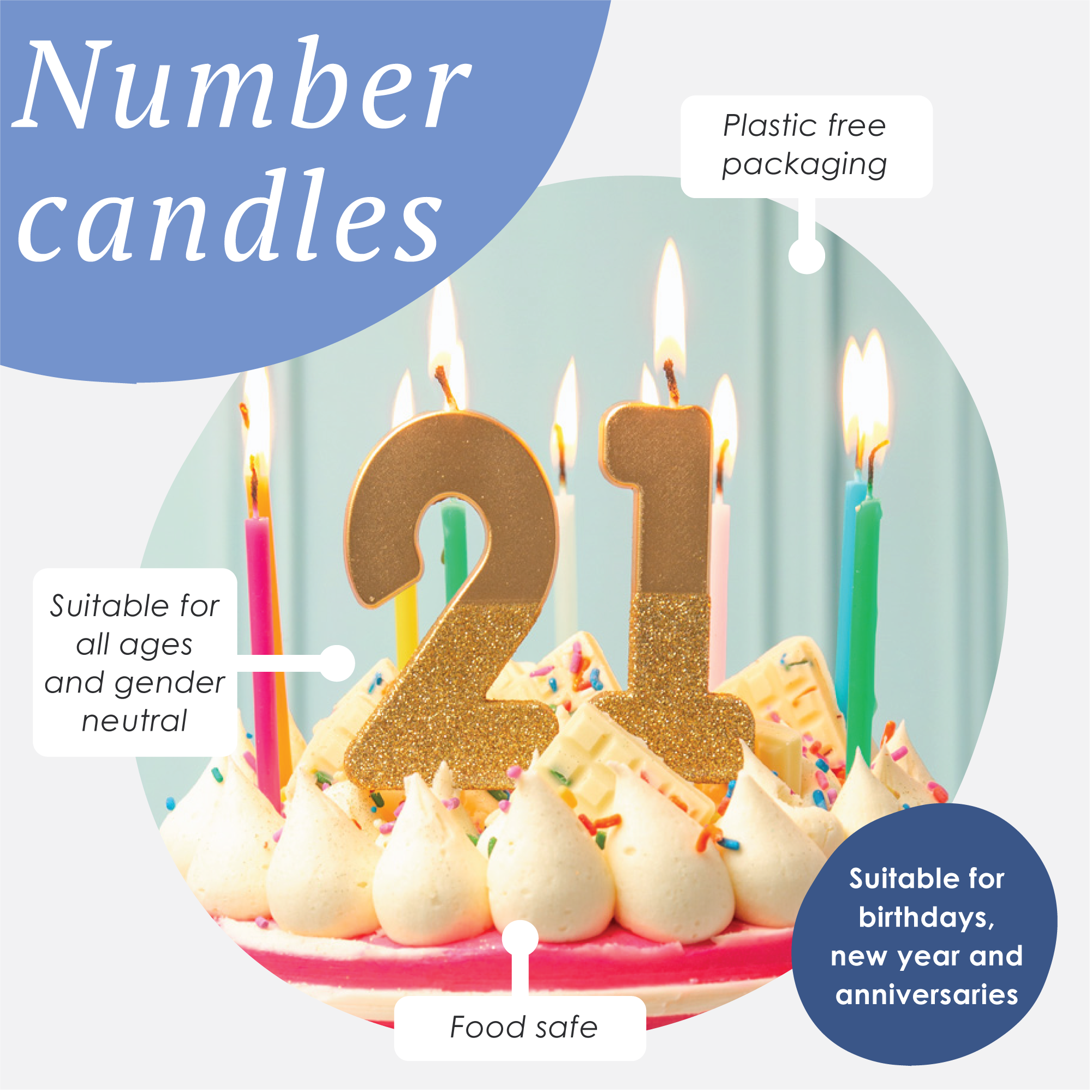 Gold Glitter Number Candle - 0