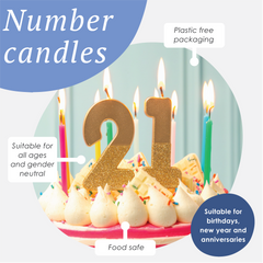 Gold Glitter Number Candle - 6