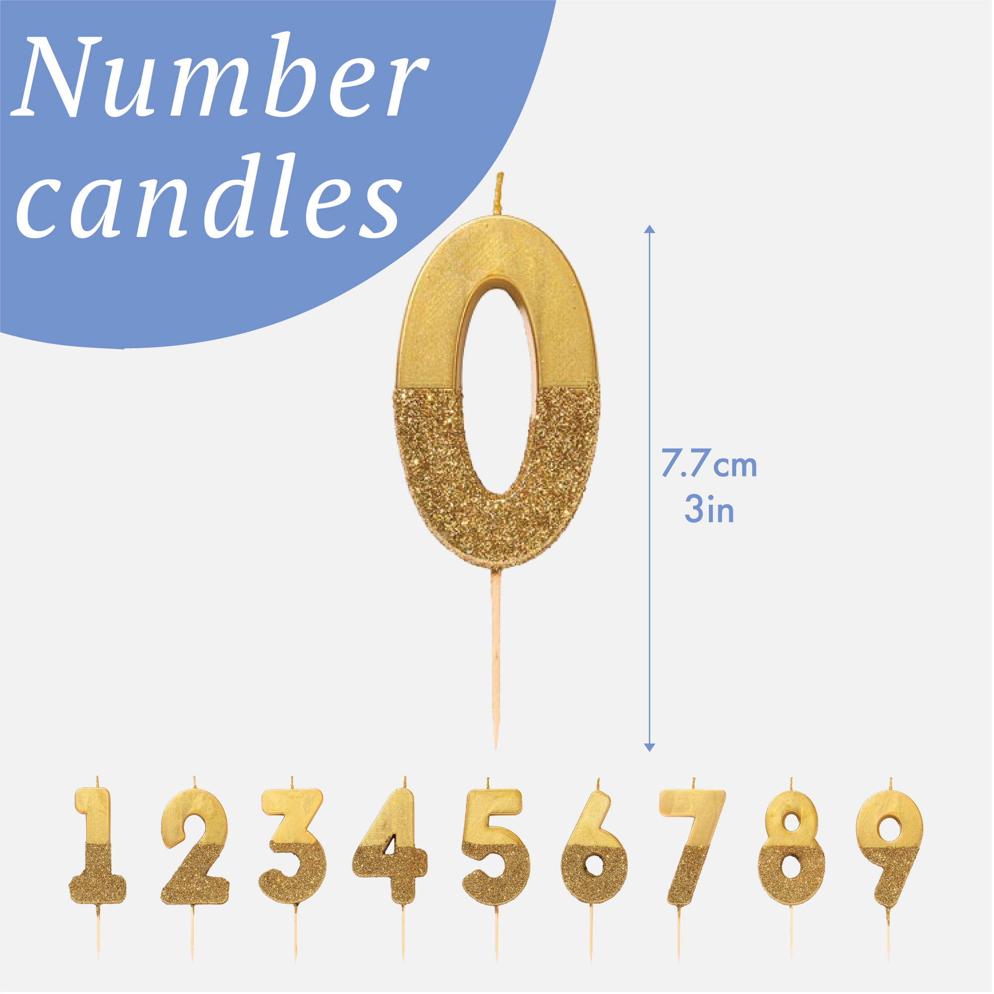 Gold Glitter Number Candle - 1