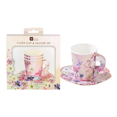 Floral Cup and Saucer Set - 12 Pack