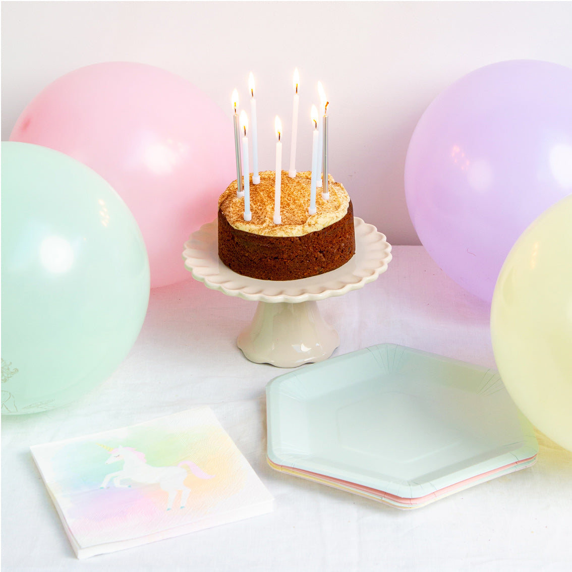 Large Hexagonal Pastel Paper Plates - 8 Pack | Birthday Party|