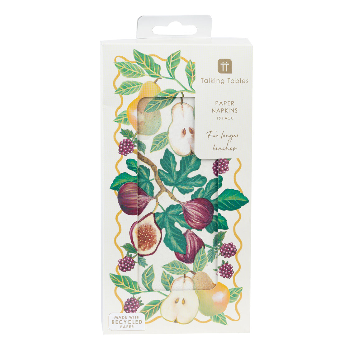 Autumnal Fruit Long Lunch Paper Napkins - 8 Pack Display | Autumn Decor |