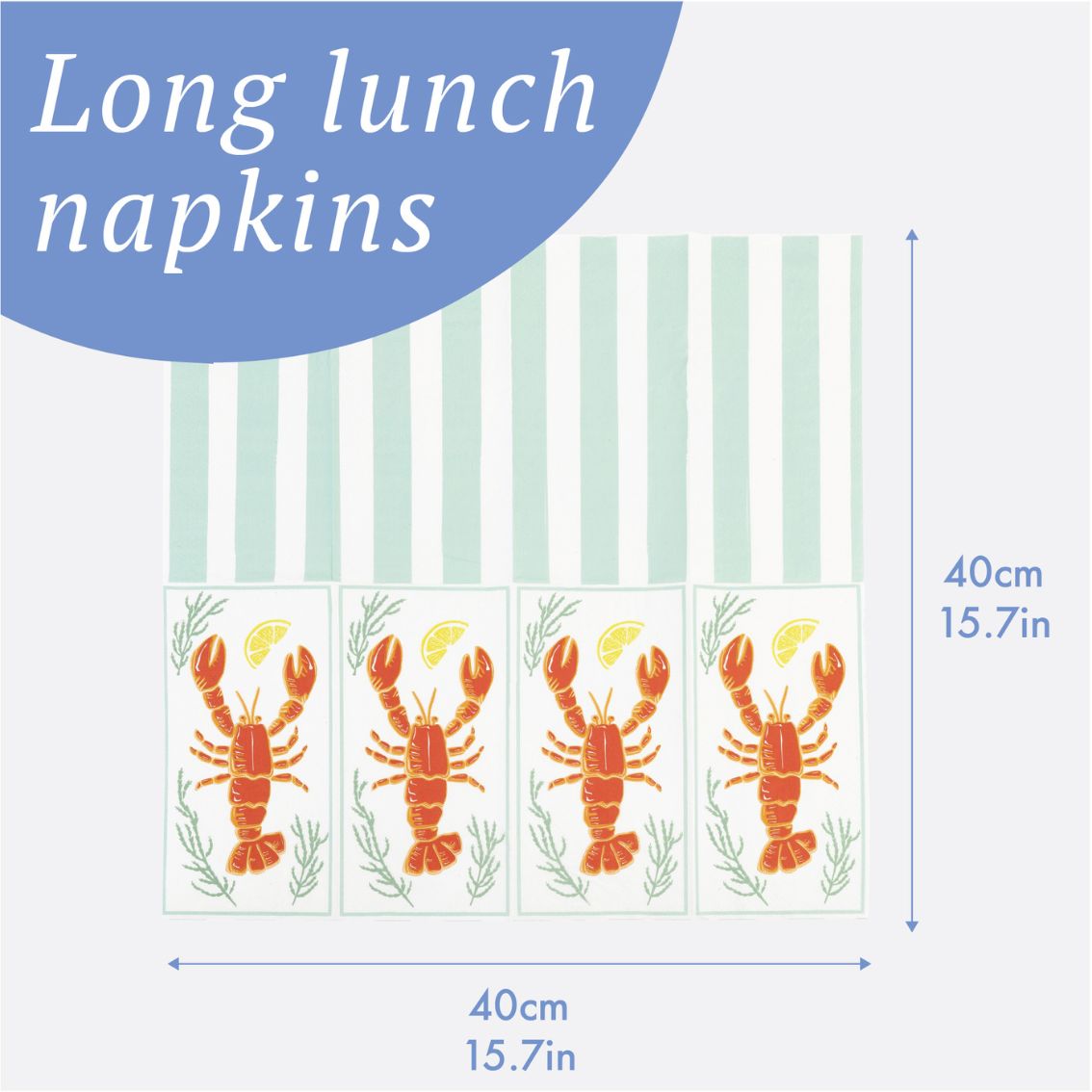 Lobster Long Lunch Paper Napkins - 8 Pack Display | Nautical Gifts |