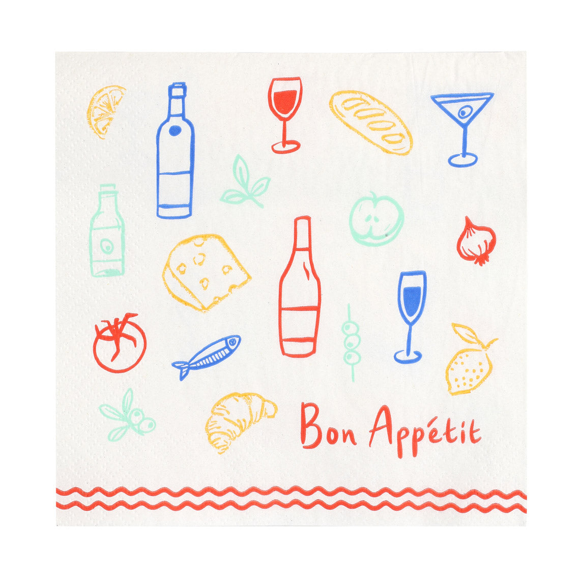 Bon Appetit Icons Recycled Paper Napkins - 20 Pack | Summer Decor |