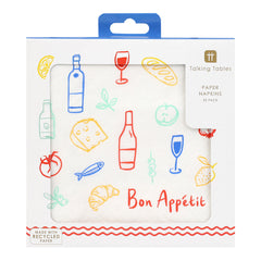 Bon Appetit Icons Recycled Paper Napkins - 20 Pack | Summer Decor |