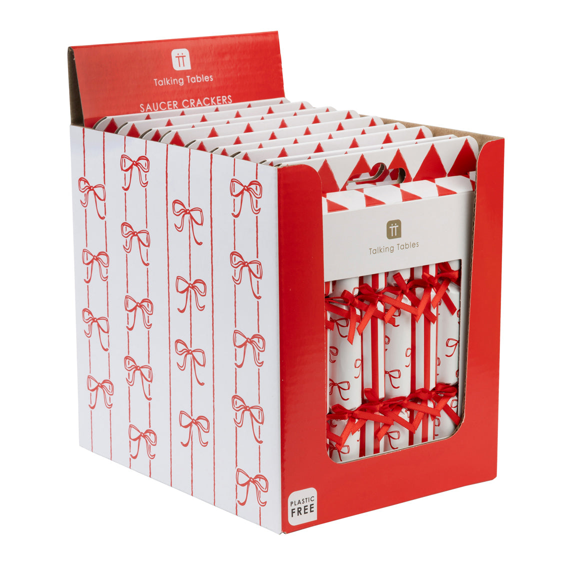 Bow Christmas Saucer Crackers - 10 Pack Display | Christmas Decor |