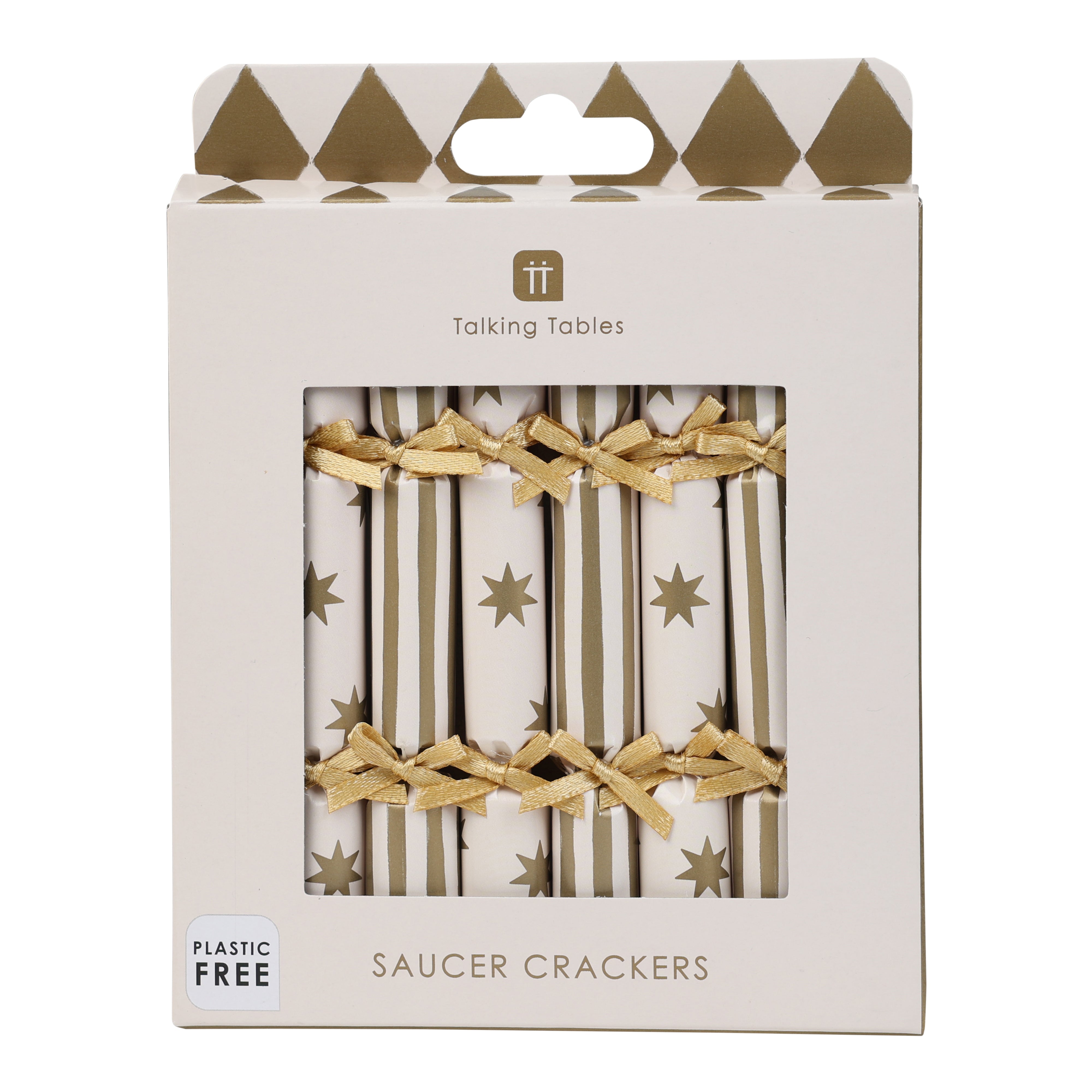 Gold Christmas Saucer Crackers - 10 Pack Display | Christmas Decor |