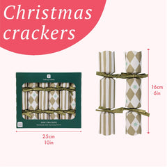 Gold Harlequin Mini Christmas Crackers - 6 Pack | Christmas Decor |