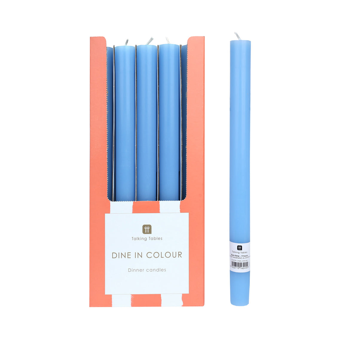 Blue Straight Dinner Candles - 25 Unit Display | Picnic Decor |