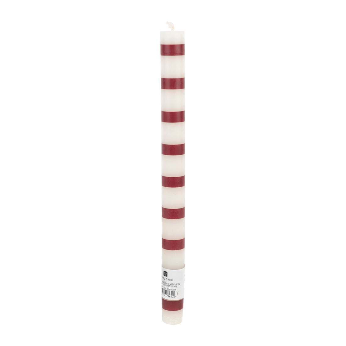 Burgundy & White Stripe Dinner Candles - 25 Unit Display | Home Decor |