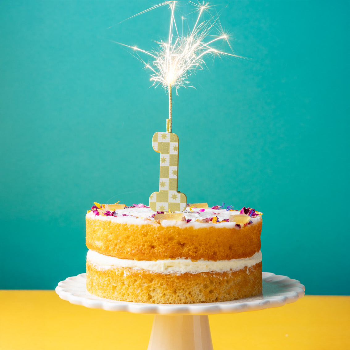 Gold Number Sparkler Duo Birthday Candle - 1 | Cake Candles |