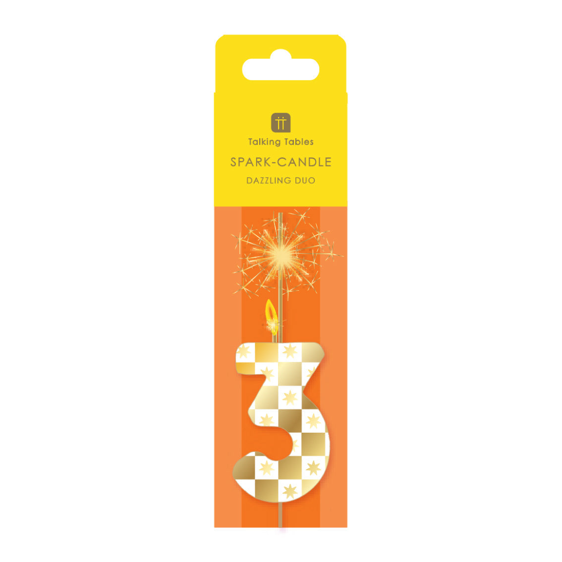 Gold Number Sparkler Duo Birthday Candle - 3 | Cake Candles |