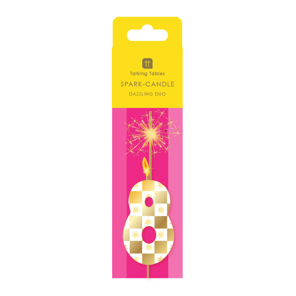 Gold Number Sparkler Duo Birthday Candle - 8 | Cake Candles |