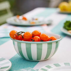 Green Stripe Enamel Bowl - 16cm | Summer Gifts |