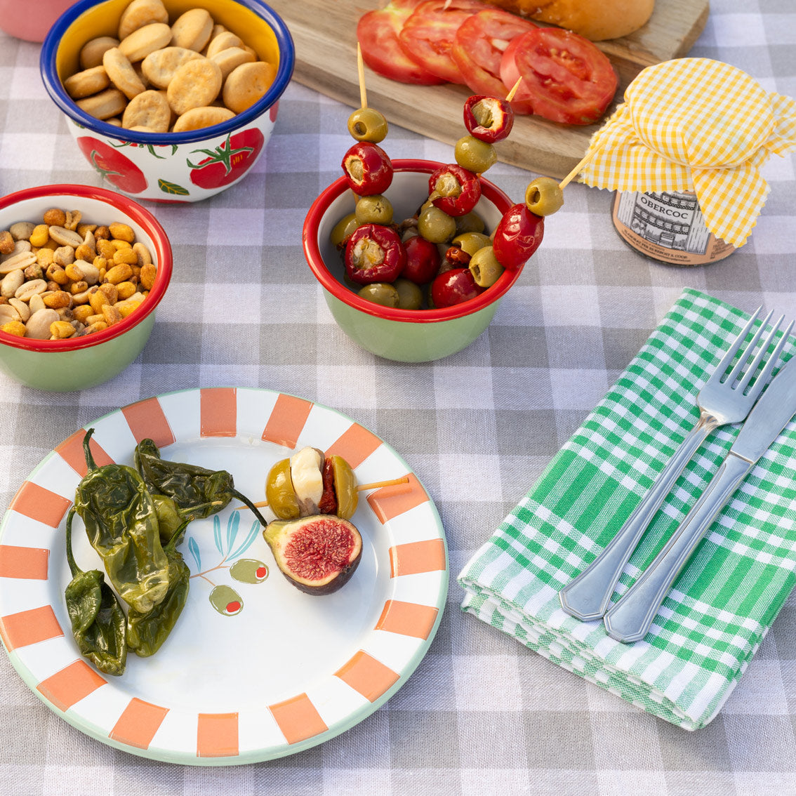 Grey Gingham Tablecloth | Summer Decor |