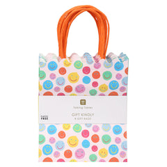 Happy Face Paper Gift Bags - 8 Pack | Party Supplies |