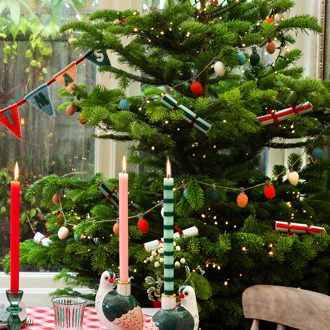 Christmas Felt Light Bulb Bunting - 2m
