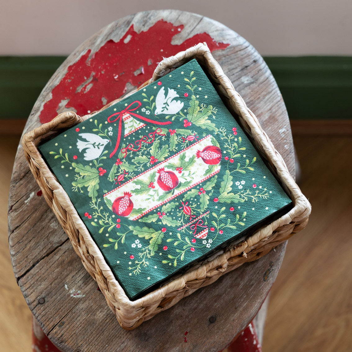 Green Christmas Paper Napkins - 20 Pack | Christmas Napkins |