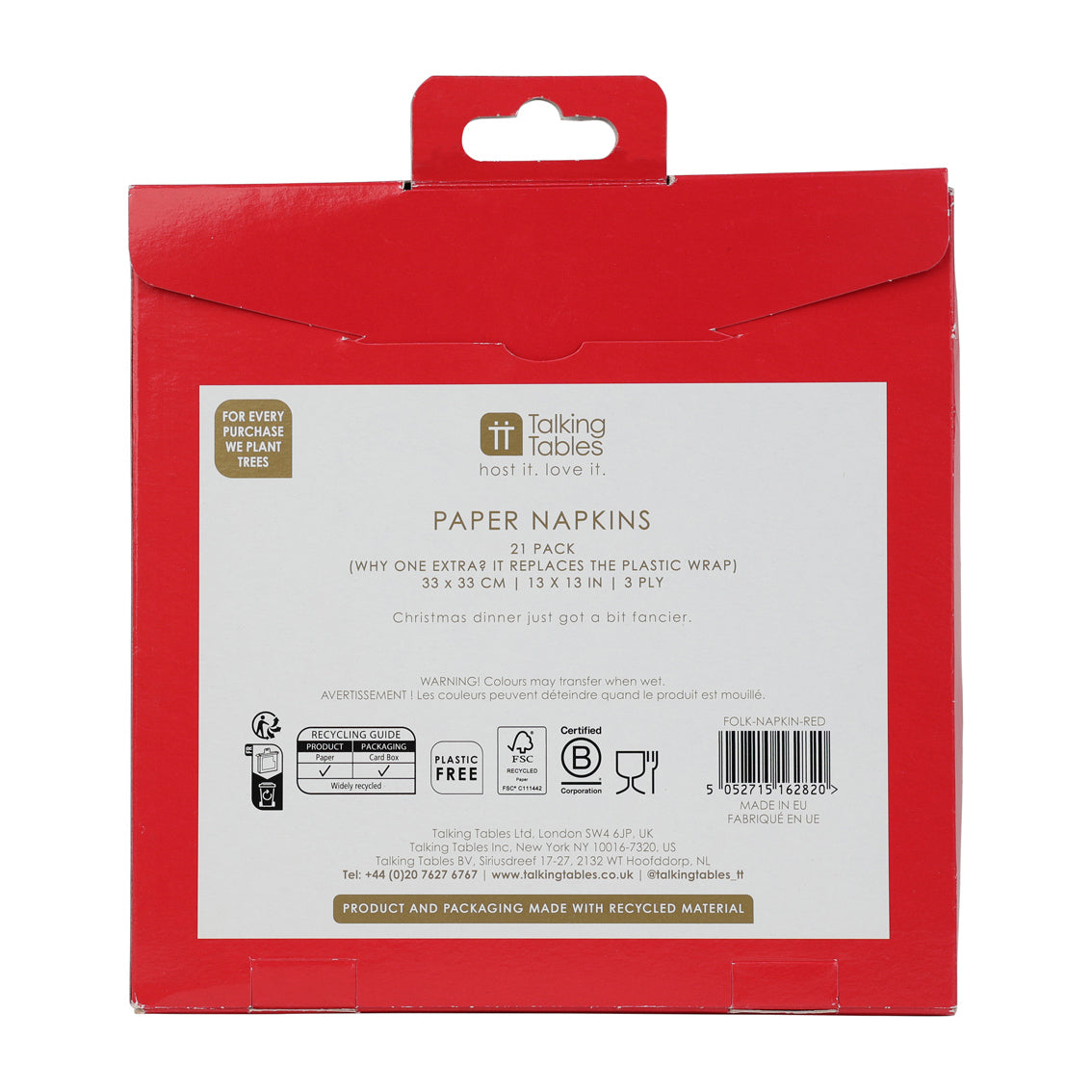 Green Christmas Paper Napkins - 20 Pack | Christmas Napkins |