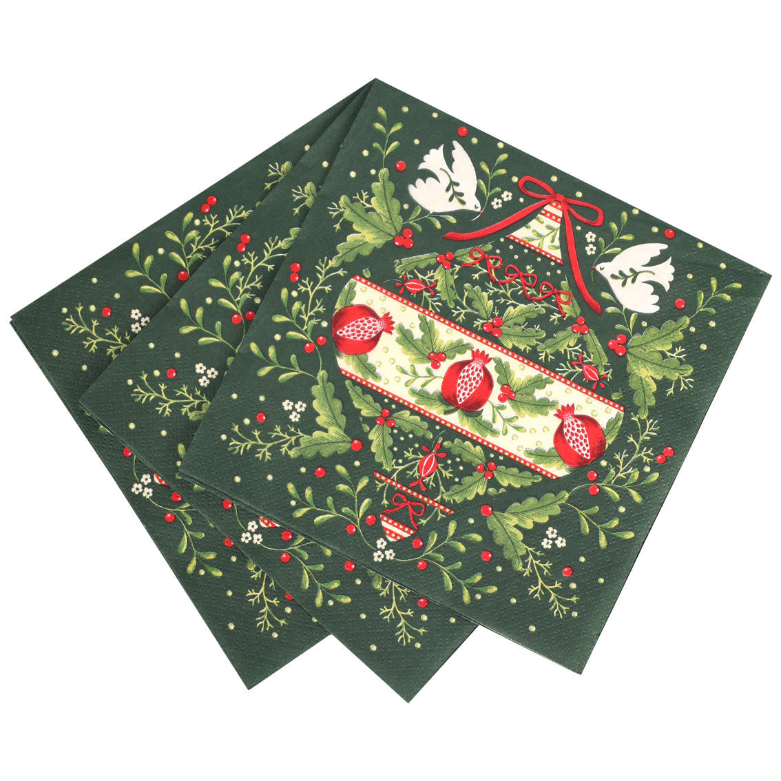 Green Christmas Paper Napkins - 20 Pack | Christmas Napkins |