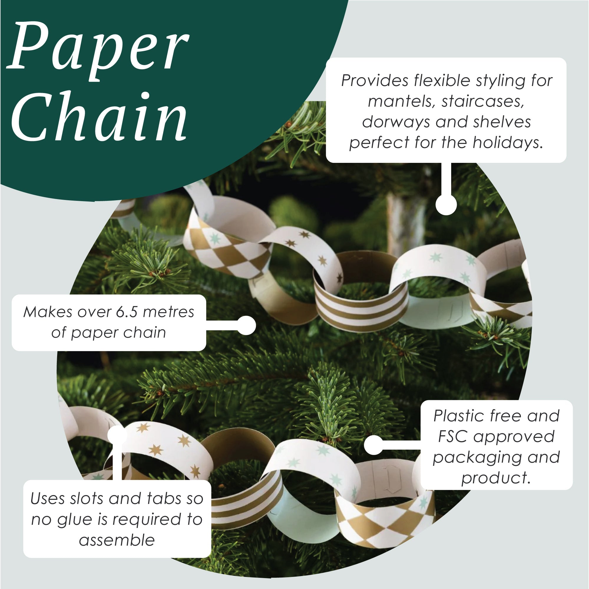 Gilded Paper Chains -  100 Pack | Christmas Craft |