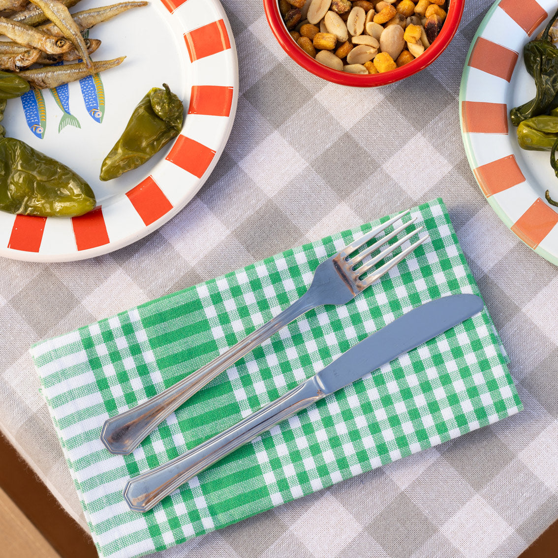 Green Gingham Fabric Tea Towels - 2 Pack | Summer Decor |