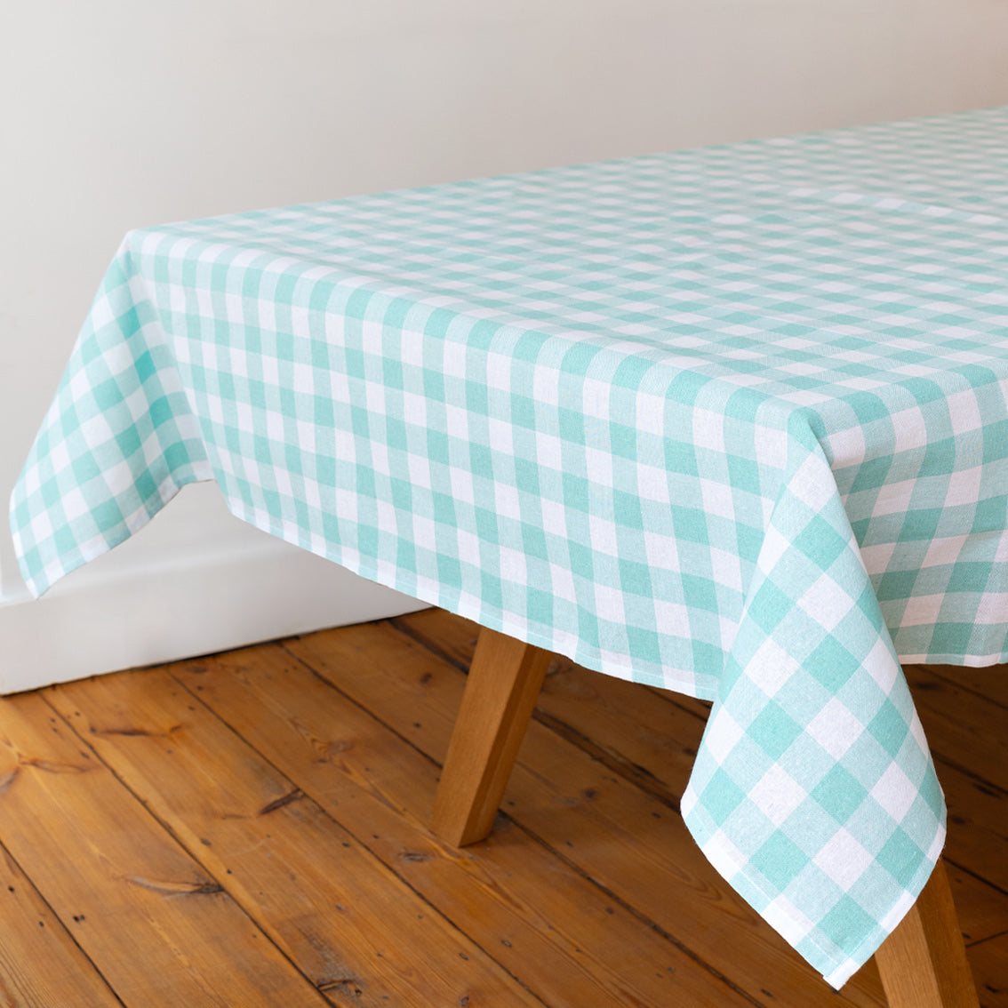 Mint Gingham Tablecloth | Summer Decor |