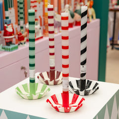 Black White Stripe Scalloped Candle Holder | Festive Candle Holder |