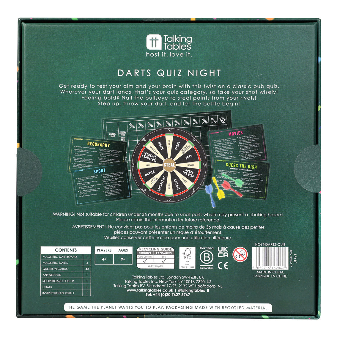 Host Your Own Quiz Night Darts Game