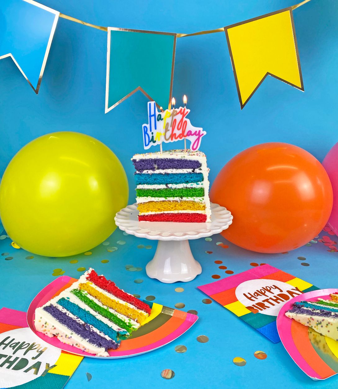 Birthday Brights Rainbow Shaped Plates - 10 Pack | Kids Birthday Party |