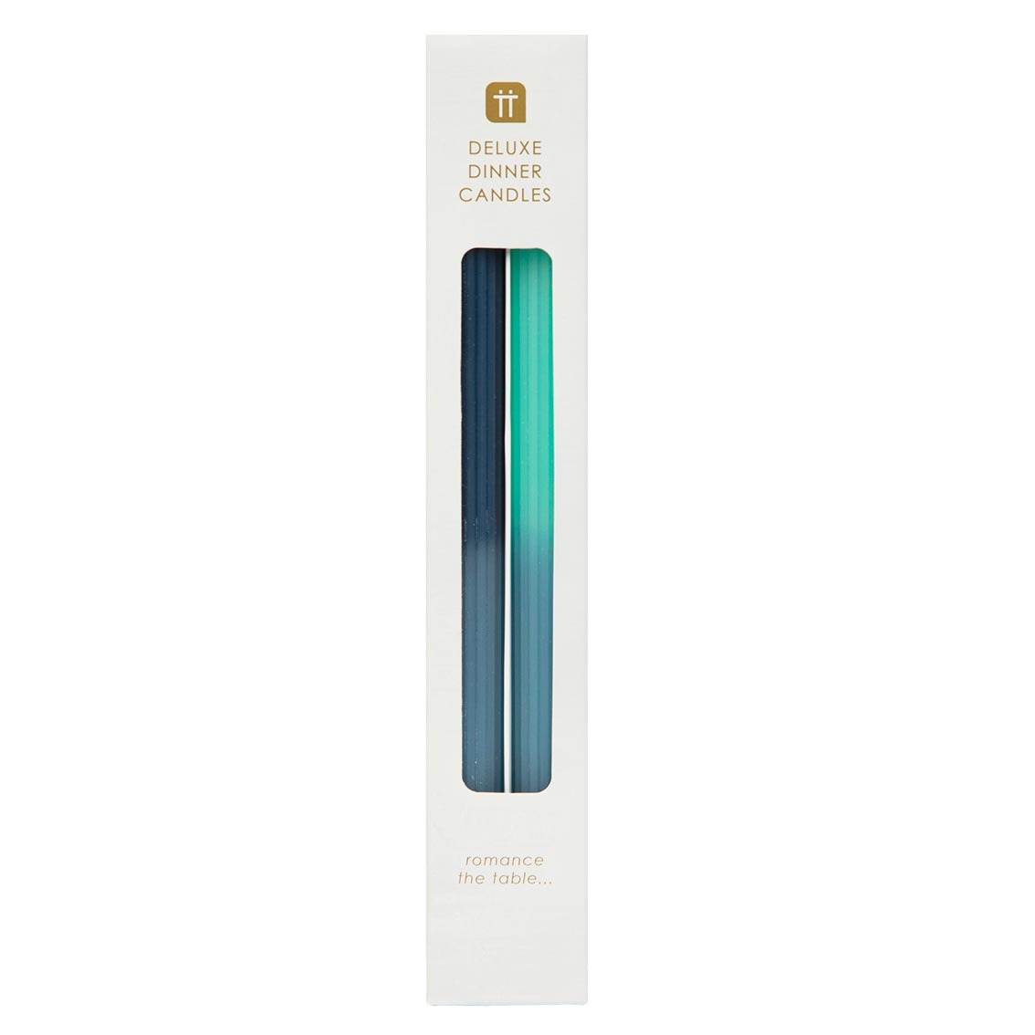 Marble 2 Tone Ombre Blue Dinner Candles - 2 Pack | Dinner Candles |