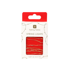 Gold LED String Lights - 3m - Red - Display